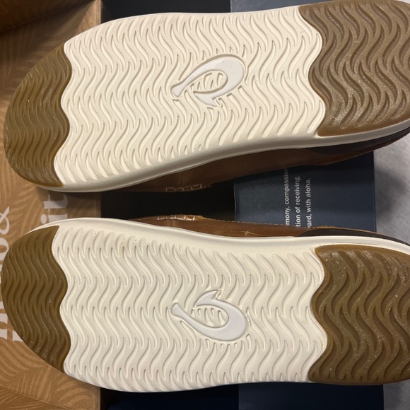 OluKai Men’s Kakaha Leather Slip On shoes in Fox / Fox—Size 10